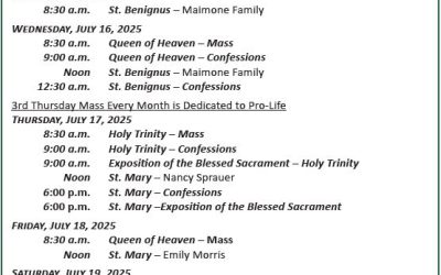 Mass Schedule 7-13 to 7-20