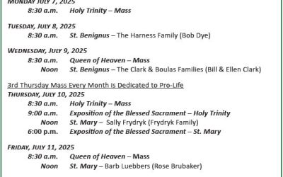 Mass Schedule July 6 – July 13