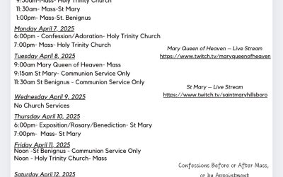 Mass Schedule 4/6 to 4/13