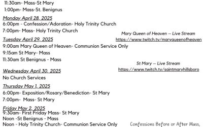 Mass Schedule 5/4 – 5/11